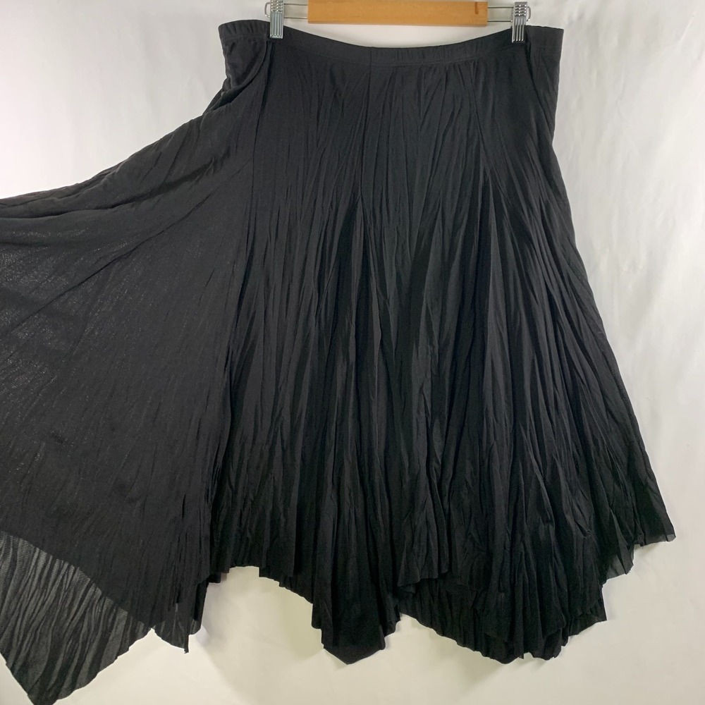 VTG Y2K Whimsigoth Handkerchief Hem Midi Skirt 2XL Black Witchy Fairy Grunge
